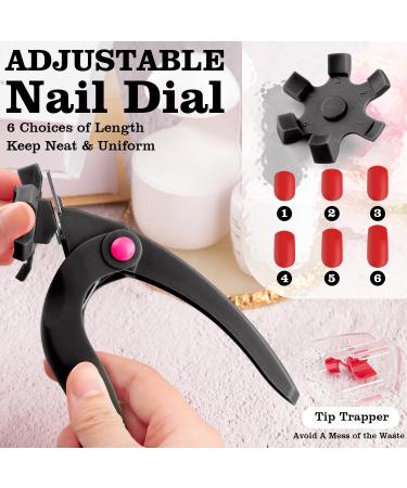 Belleboost Adjustable Acrylic Nail Clippers with Sizer, Catcher, and Measurement - Professional Dial Clipper for Salon & Home Manicures - Black Stainless Steel Blade - Buy Online on GoSupps.com