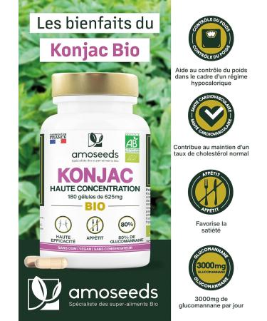 Organic Konjac Extra Strong | 3000mg Glucomannan | 180 Vegan Capsules | Weight Control Aid in Low Calorie Diet | Top Quality - Buy Online on GoSupps.com
