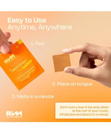 MeltinStrips Caffeine Energy Strips with Ashwagandha & Vitamin B12 | Instant Energy & Focus Without Jitters & Crash | Travel & Pre-Workout Boost | Mocha Flavor - 30 Strips - Buy Online on GoSupps.com