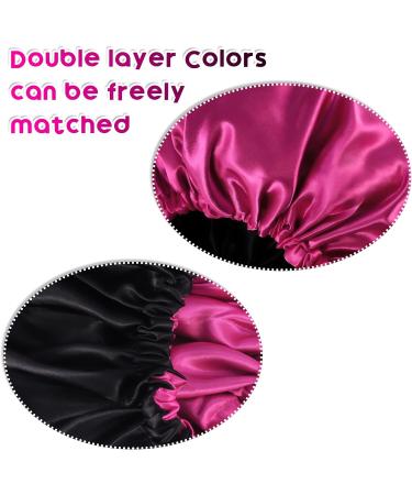 Fuyamp 2 Packs Satin Sleep Cap Adjustable Silky Sleep Bonnet for Women Long Curly Hair Double-Sided Waterproof Satin Hair Cap Extra Large Sleep Satin Bonnet for Women Girls Sleeping Red+Black - Buy Online on GoSupps.com