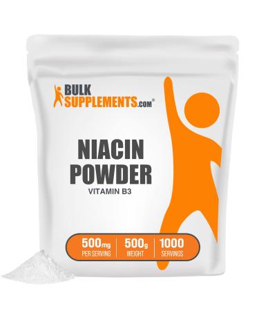 BulkSupplements.com Niacin with Flushing (Vitamin B3) - Niacin Powder - Niacin 500mg - Niacin Flush Powder - Vitamin B3 Niacin - Niacin Supplement - Niacin with Flush (500 Grams - 1.1 lbs) 1.10 Pound (Pack of 1)
