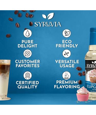 Syruvia Sugar-Free Cupcake Coffee Syrup - 25.4 fl oz Premium Coffee Flavoring Syrup - 0 Calorie- Kosher Coffee Syrups Gluten Free Perfect for Drinks Soda Shakes Desserts and More. - Buy Online on GoSupps.com