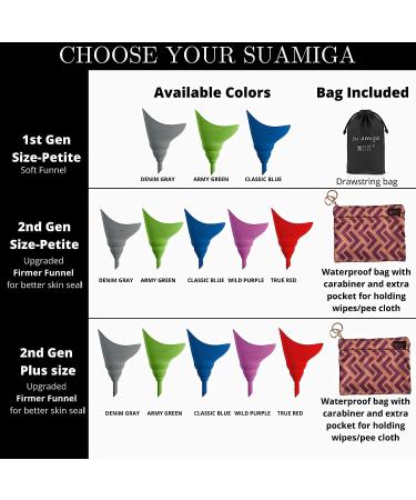 CIRCE CARE SuAmiga Female Urination Device Collapsible Female Urinal Portable Reusable Urinal for Women to Pee Standing Up Women Pee Funnel for Travel  Camping  Hiking  Outdoor (Soft Firm Plus Size) 2ndGenPlus-size/DenimGray - Buy Online on GoSupps.com