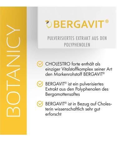 Botanicy Cholestro Forte with Bergavit - Natural Cholesterol Support - Vegan Formula with Bergamot Vitamins A C E Zinc & Selenium - 60 Tablets - Hormone-Free - Buy Online on GoSupps.com