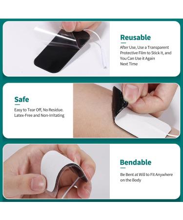 UNISOPH TENS Electrode Pads 20 pcs - Self Adhesive & Reusable for Muscle and Joint Pain Relief - Compatible with Most TENS Machines - 40x80mm - Buy Online on GoSupps.com