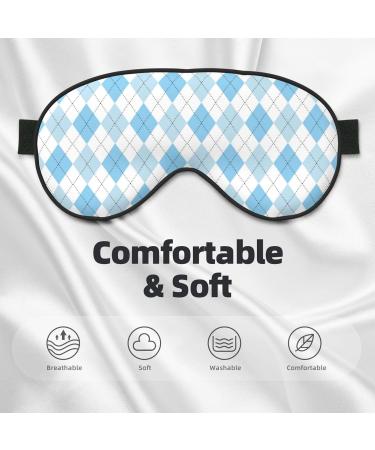 Blue and White Squares Print Sleep Eye Mask | Soft Blindfold with Elastic Strap for Travel & Night Sleeping - Buy Online on GoSupps.com