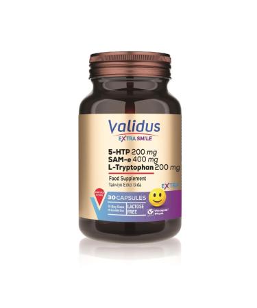 VALIDUS Extra Smile 5-HTTP 200 mg + L- Tryptophan 200 mg + Sam-e 400 mg 30 Capsules (Vcaps Plus)