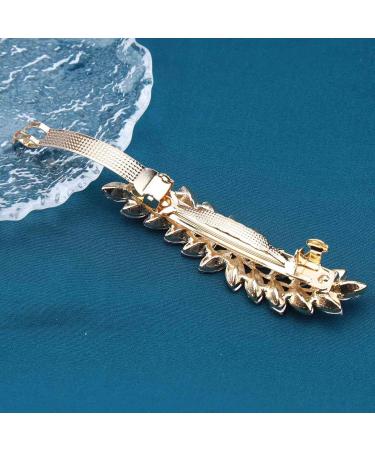 Allereya Crystal Wedding Hair Clip Barrette Rhinestone Leaf Hair Barrette Clip Gold CZ Bling Bridal Headpieces Decorative Head Clip Headwear Bridal Hair Accessories for Women and Girls (Gold) - Buy Online on GoSupps.com