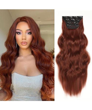 YDDM Hair Extensions Clip in Extensions Wavy hair extension with clips full of heads like real hair hair extreme clips cheap clip extensions synthetic hair part for women (24zoll 4pcs) 24 inch 350#