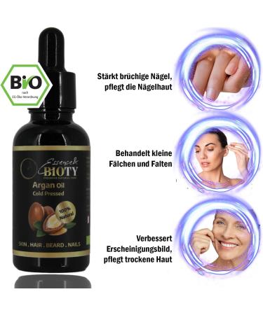 Essence & Bioty Argan Oil 30 ml - Cold Pressed 100% Pure in Miron Glass Bottle with Pipette + GUA SHA Stone: Nourishing Oil for Skin Hair Face - Buy Online on GoSupps.com