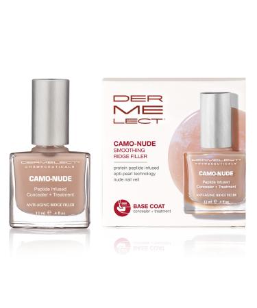 Dermelect Camo-Nude Concealer + Treatment - Nailcare Base Coat with Keratin Protein Peptides, Biotin, Strengthening, Smoothing & Concealing Treatment for Nail Ridges, Yellowing, Splitting Nails 0.4 oz