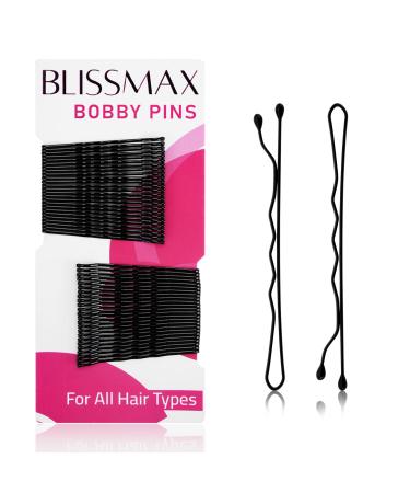 50 Pcs Black Bobby Pins 5cm Long Hair Grips Strong Hair Pins for Thick Wavy Straight Thin Curly Short Long Hair Kirby Grips for Hair Styling Makeup Travel Weddings and more