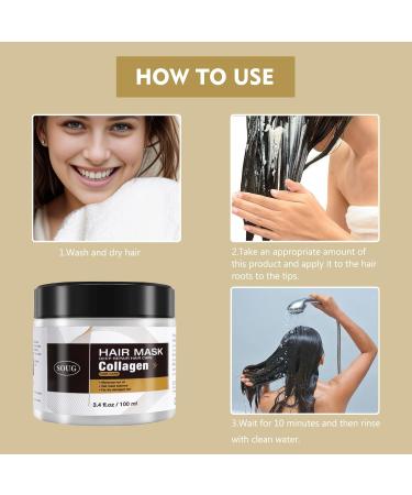 Collagen Hair Mask for Dry & Damaged Hair - Argan Oil Conditioning Treatment for Curly & Straight Fine Hair | 100ml - Buy Online on GoSupps.com