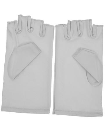 FRCOLOR 1 Pair Nail Gloves Glove for Nail Lamp Fingerless Gloves Led Dry Lamp Gloves Anti Uv Gloves Protective Gloves Manicure Gloves Uv Protection Spandex Riding 17x8.5cm Light Grey