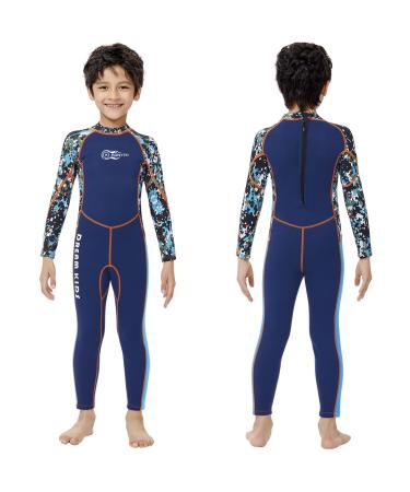 AONYIYI Kids Wetsuit for Boys Girls 2.5mm Neoprene Thermal Swimsuit Shorty Full Diving Suits Back Zip UV Protection for Child Toddler Youth Snorkelling Surfing Kayaking Full-CornflowerBlue 5-6 Age/6
