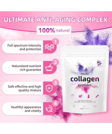 Multi Collagen Protein Powder Non GMO Hydrolyzed Collagen Powder 1lb - Type I II III V X with with Biotin Hyaluronic Acid Vitamin C Easy Dissolve for Women & Men (1 lb) - Buy Online on GoSupps.com