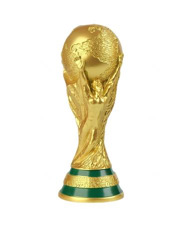 EOFLW World Cup Trophy Replica 14.1 inch 2022 World Cup Replica Resin Soccer Collectibles Sports Fan Trophy Gold Bedroom Office Desktop Decor
