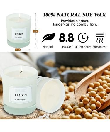 8.8oz Lemon Scented Soy Wax Candle for Men and Women - Aromatherapy Relaxation | 45H Long Lasting - Buy Online on GoSupps.com