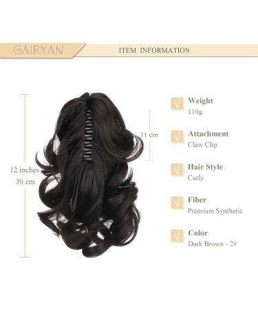 Buy Gairyan 30cm Dark Brown Ponytail Hair Extensions - Long Curly Claw Clip In Synthetic Hair for Women - Buy Online on GoSupps.com