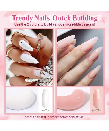 Modelones Poly Extension Gel Nail Kit - Nude & White Colors | Builder Extension Gel Set with Mini Nail Lamp, Slip Solution, Rhinestones | French DIY Nail Art Design Beginner Kit - A-Light Apricot - Buy Online on GoSupps.com