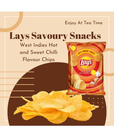 Lays Potato Chips (West Indies Hot and Sweet Chilli) Flavor (50 Gram) - Slow-Cooked Potato Crunchy Chips & Snacks (Pack of 4) - Buy Online on GoSupps.com