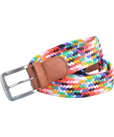 YWHCHI Elastic Braided Belt for Men & Women - Stretch Woven Design - Multicolor Fabric Weave - Size M (Fits Pant Size 32''-34'') - Candy Colors - Buy Online on GoSupps.com
