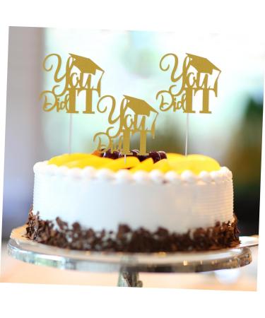 TOPBATHY Birthday Cake Toppers 10pcs 2021 Graduation Cake Arrangement Food Socket Paper Cake Topper Golden 13x13.5cm - Buy Online on GoSupps.com