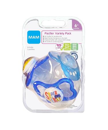 MAM Variety Pack Baby Pacifier - 3 Types for Healthy Oral Development - Boy 6-16 Months - 3 Pack - Buy Online on GoSupps.com