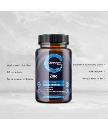 High Strength Zinc Tablets - 400 Vegan Zinc Tablets - 1+ Year Supply - 25mg per Tablet - Immunity Support for Skin, Hair, and Nails - Buy Online on GoSupps.com