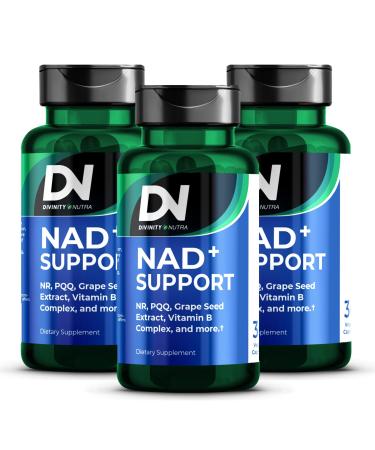 NAD Plus NAD Supplement with Nicotinamide Riboside PQQ Grape Seed Extract & B Vitamins - 30 Veggie Capsules For Men and Women Dietary Supplement 3 Bottles (Total 90 Veggie Capsules)