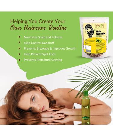 Village Organics Ayurvedic Herbal Hair Oil Mix - 21 Herbs for Healthy Hair Growth | 150g - Men & Women - Buy Online on GoSupps.com
