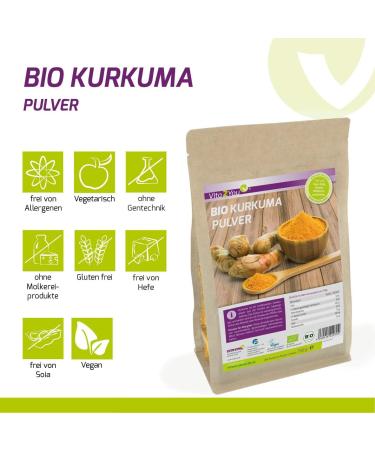 Vita2you Turmeric Powder 750g | Bio High Curcumin 3-5% Raw Food Quality Natural Curcuma | Premium Laboratory Tested Turmeric - Buy Online on GoSupps.com