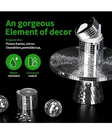 LONGKING 1888 Pieces Self-Adhesive Mirror Tiles - Square Mirror Stickers Mosaic Tiles for DIY Craft Decoration - Disco Ball Tiles in Silver | 1888 Pcs - Buy Online on GoSupps.com