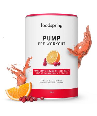 Foodspring Pump Pre -Workout for Extra Boost In Training - Pre Workout Drink Caffeine -Free & Sugar Free - Pre Workout Booster for Muscle Growth & Performance (390 G | Cranberry & Orange) Cranberry & Orangen - Buy Online on GoSupps.com