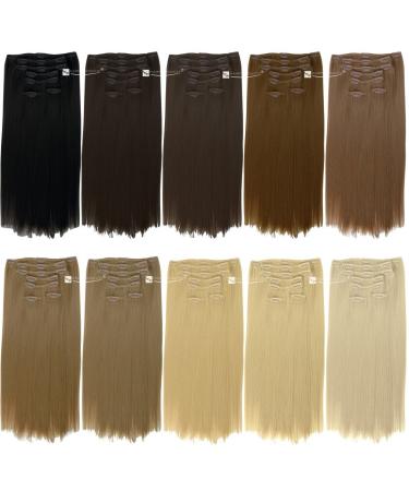 Clip In Extensions 50 cm Hair Extension 7 Hairpieces Complete Set - Color Natural Brown