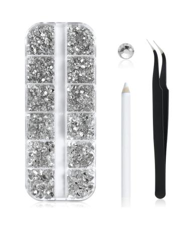 3972pieces Nail Art Rhinestones Kit Nail Gems Ab Flatback 6 Sizes Rhinestones for Nail Art Craft(Clear) K clear&AB