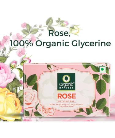 Organic Harvest Gentle Cleansing Rose Bathing Bar For Skin Moisturisation Ideal For All Skin Types 100% American Certified Organic Paraben & Sulphate Free 125gm - Buy Online on GoSupps.com