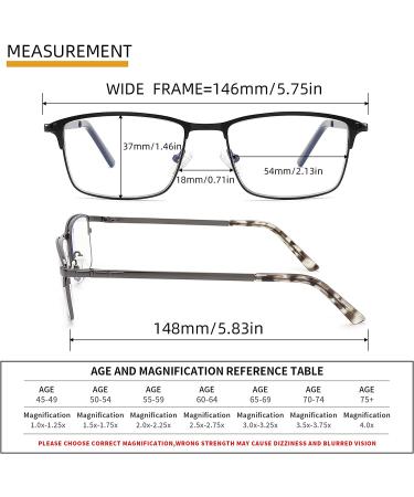 CRGATV Blue Light Blocking Metal Frame Reading Glasses for Men - 3-Pack Anti UV, Eye Strain, Glare - Mix Colors (Black, Brown, Metalgun) - +2.0 Magnification - Buy Online on GoSupps.com