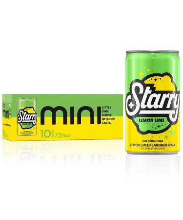 Starry Lemon Lime Soda Caffeine Free Mini Cans 7.5 Ounce (Pack of 10)