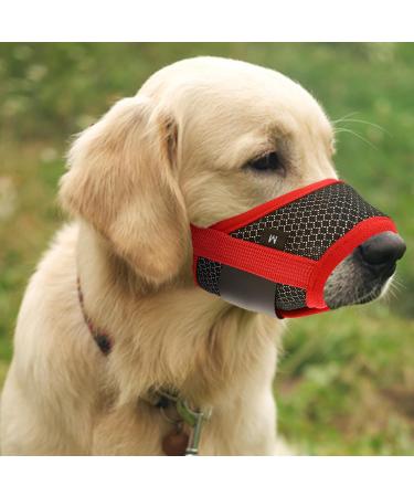 Shop Wllhyf Soft Nylon Dog Muzzle | Breathable & Comfortable Biting Chew Prevention | Adjustable Muzzle for Small Dogs (Red M) - Buy Online on GoSupps.com