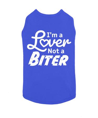 Funny Dog Shirt I'm a Lover Not a Biter Cute Dog Clothes Pet Puppy Cat T-Shirt Dog Accessories for Small & Large Dogs Soft Breathable | X-Large Royal Blue