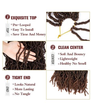 Ubeleco 18 Inch Soft Locs Crochet Hair | Ombre Natural Black Brown Pre-Looped Faux Locs | Synthetic Curly Wavy Locs Crochet Hair (Pack of 8) 1B/30 - Buy Online on GoSupps.com