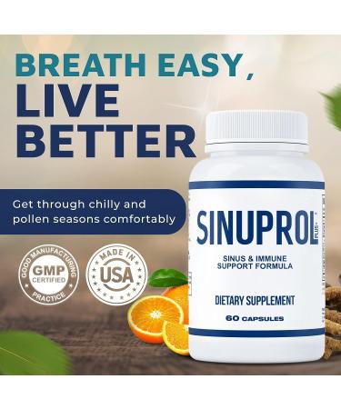SinuProl Nasal & Immune Support Supplement - Natural Sinus Decongestant & Antihistamine - 60 Capsules - Buy Online on GoSupps.com