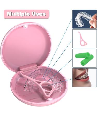 Dnom Dose of Bite: Premium Denture Container & Prosthesis Box - Pink Round with Silicone Mat - Buy Online on GoSupps.com