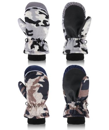 SATINIOR 2 Pairs Kids Winter Ski Gloves Mitten Waterproof Warm Snow Gloves for Outdoor Activities 5-8 Years