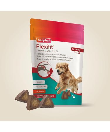 BEAPHAR Flexifit Joint Chews for Dogs Contains vitamins glucosamine essential fatty acids and collagen Provides joint support Highly palatable Level 3 175g - Buy Online on GoSupps.com