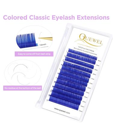 QUEWEL Colored Classic Eyelash Extensions | 0.07 C/D Curl 8-15mm | Blue Lash Extensions for Salons | Perfect for International Shipping - Buy Online on GoSupps.com