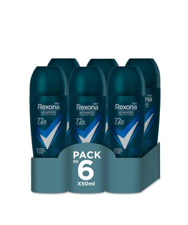 Rexona REXONA MEN - Cobalt Dry Men's Deodorant - Roll-on Antiperspirant - Advanced Protection - Elegant and Fresh Fragrance - 72h Protection (6 x 50ml pack)