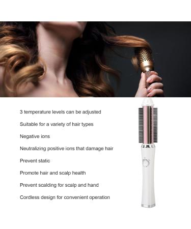 Portable Curling Iron Brush - USB Cordless Hair Curler Comb with 3 Temperature Settings | Prevents Static & Scalding | International Shipping Available - Buy Online on GoSupps.com
