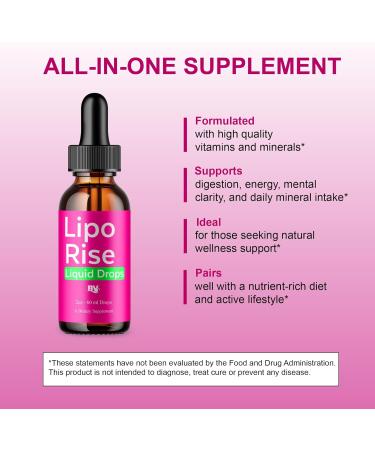 BLUE VIBE Lipo Rise Liquid Drops Lipo Rise Advanced Maximum Strength Overall Health & Wellness Support Supplement LipoRise Premium Daily Health and Overall Energy Formula (2 Pack - 4oz / 120ml) - Buy Online on GoSupps.com
